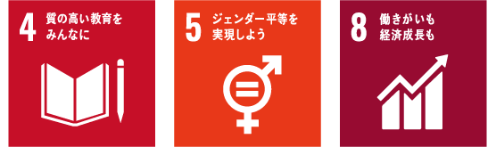 4.質の高い教育をみんなに 5.ジェンダー 8.生きがいも経済成長も